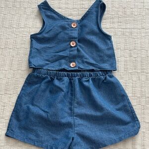 Vince Camuto Kids Blue Denim Romper